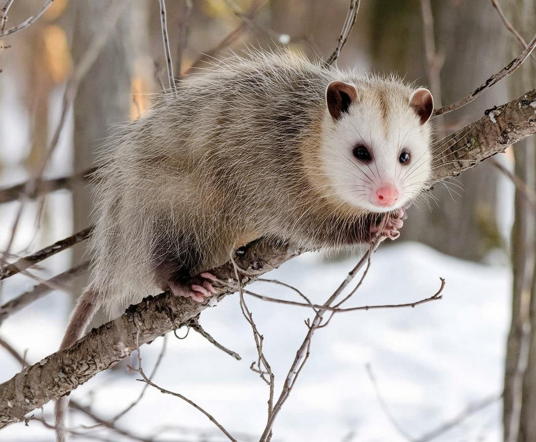 Opossum in the winter