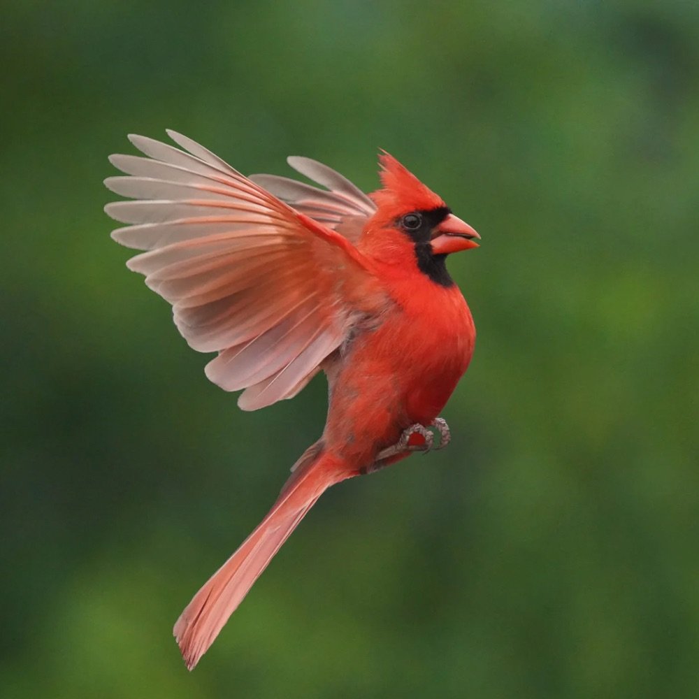 Cardinal bird flying