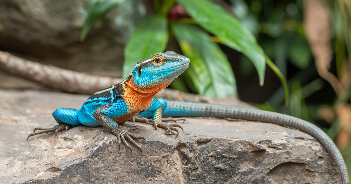 blue and orange lizard