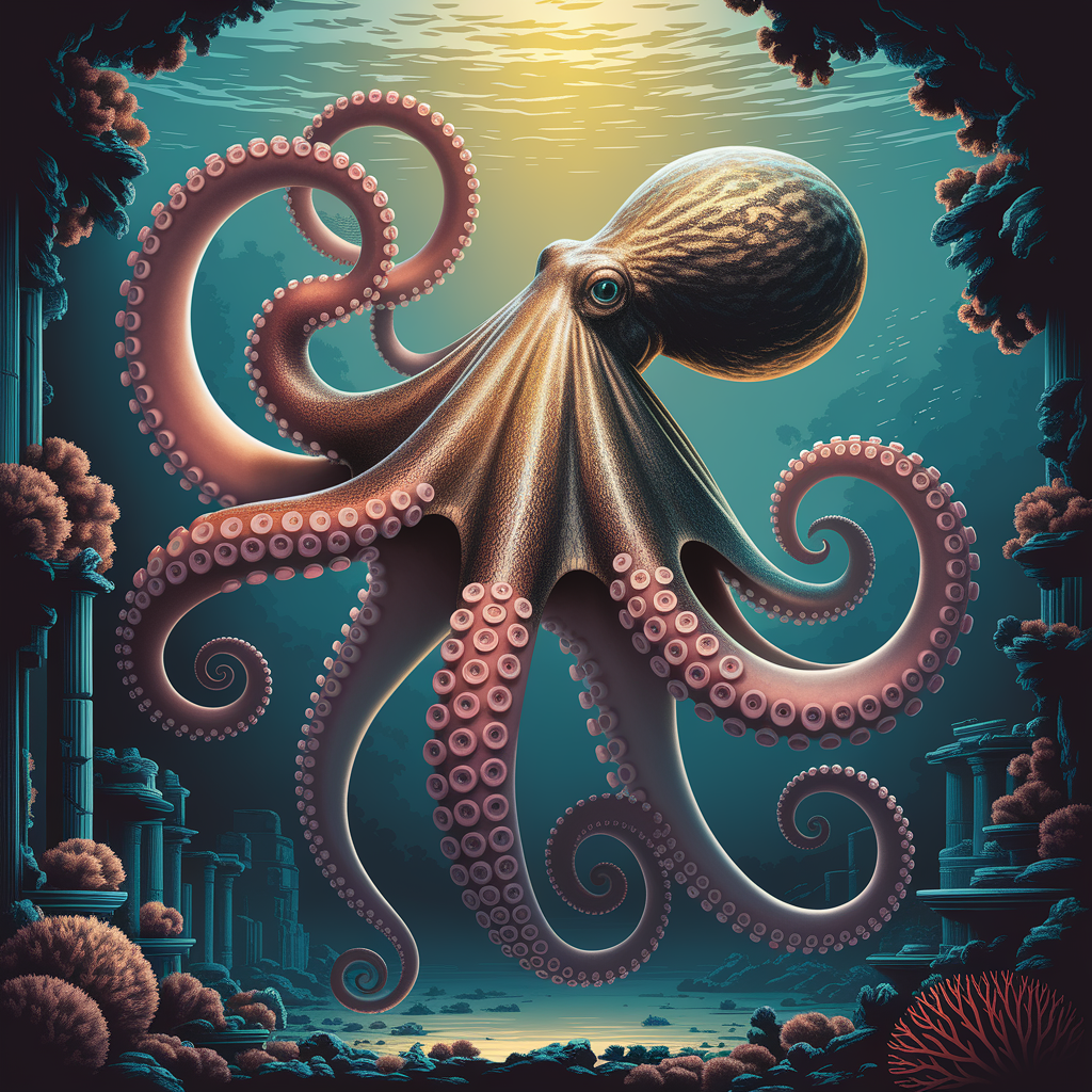 Octopus graphic drawing painting photo